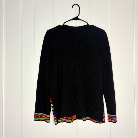 Steve Fabrikant Cardigan Sweater Knit Rainbow Coogi Fish Button Size Medium Wool - Picture 2 of 8